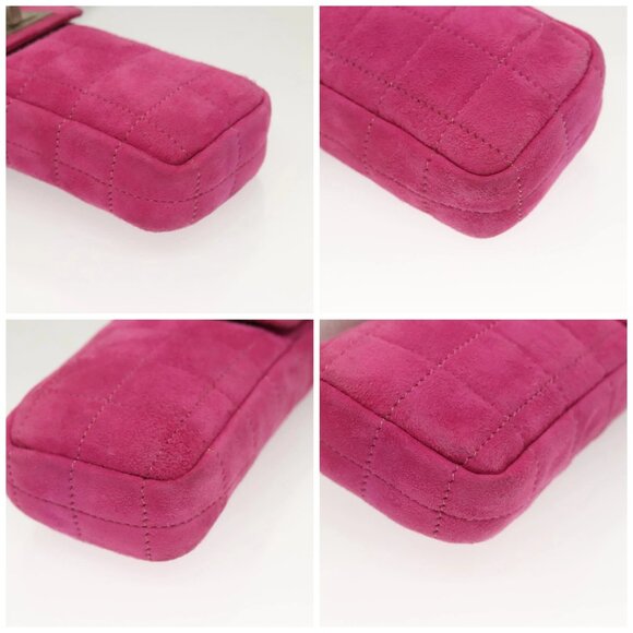 CHANEL Choco Bar Chain Shoulder Bag Suede Pink CC Auth 135452 - Picture 16 of 16